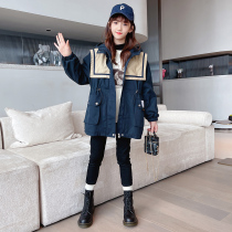 Girl coat autumn and winter 2021 New Korean version of foreign style plus velvet padded childrens dress