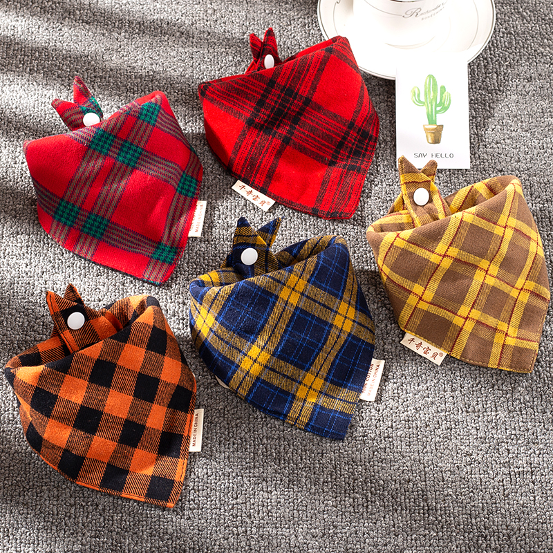 Fashion plaid triangle scarf baby saliva towel baby cotton bib autumn winter boy baby girl newborn children scarf