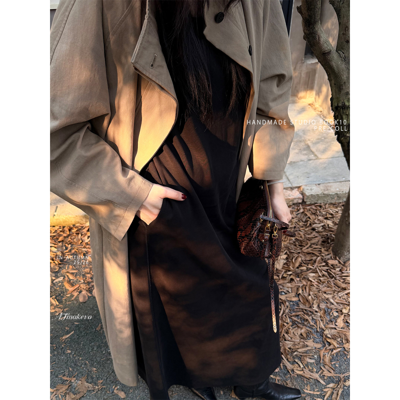 Li Daguo |   Lightly Mature and Simple Style Black Long Dress for Women, Pure Cotton, High-End Feel, Workwear Long Dress 2038