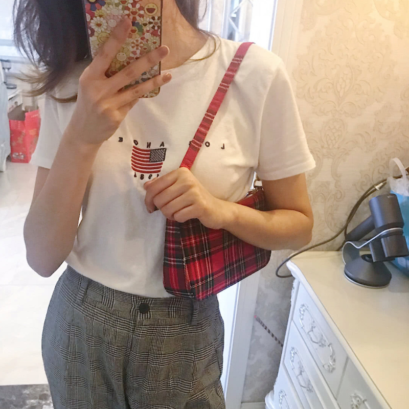 Retro baguette kẻ sọc màu đỏ nữ nhỏ sách đỏ với đoạn 2019 hè mới túi nách hoang dã - Túi xách nữ túi xách nữ juno