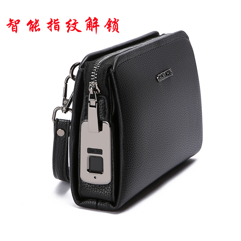 New Men's Clutch Bag, High-End Fingerprint Lock Clutch Bag, Men's Multi-Card Slot Password Lock Business Wallet Clutch Bag