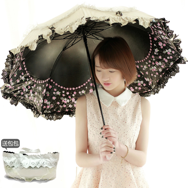 Sun Umbrella Lace Women's Sun Protection Uv Protection Forest Style Umbrella Small Foldable Princess Portable Dual-Use Parasol Sun Umbrella Lace Women's Sun Protection Uv Protection Forest Style Umbrella Small Foldable Princess Portable Dual-Use Parasol