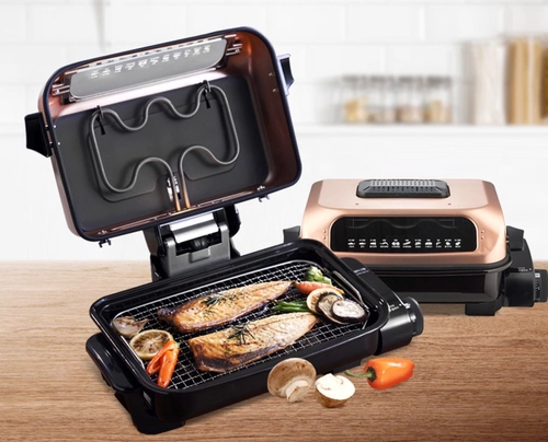 Корейский красный электрический гриль с прямой доставкой, двусторонний гриль без дыма и запаха, подходит для жареной рыбы и барбекю на кухне.