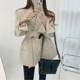 Korean chic retro temperament herringbone belt ແອວ-cinching quilted suit jacket woolen