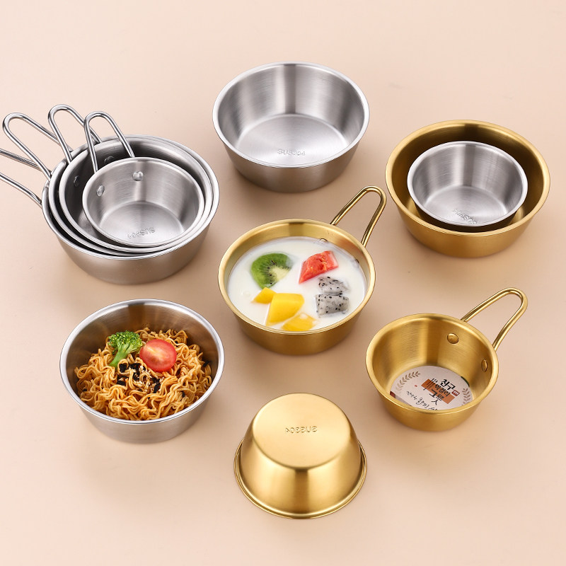 Ice powder bowl special bowl commercial 304 stainless steel Korean rice wine bowl with snack fruit dessert bowl gold