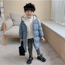 Anti-season childrens down cotton suit with long section 2022 new girl foreign air thickened jacket boy baby spring load