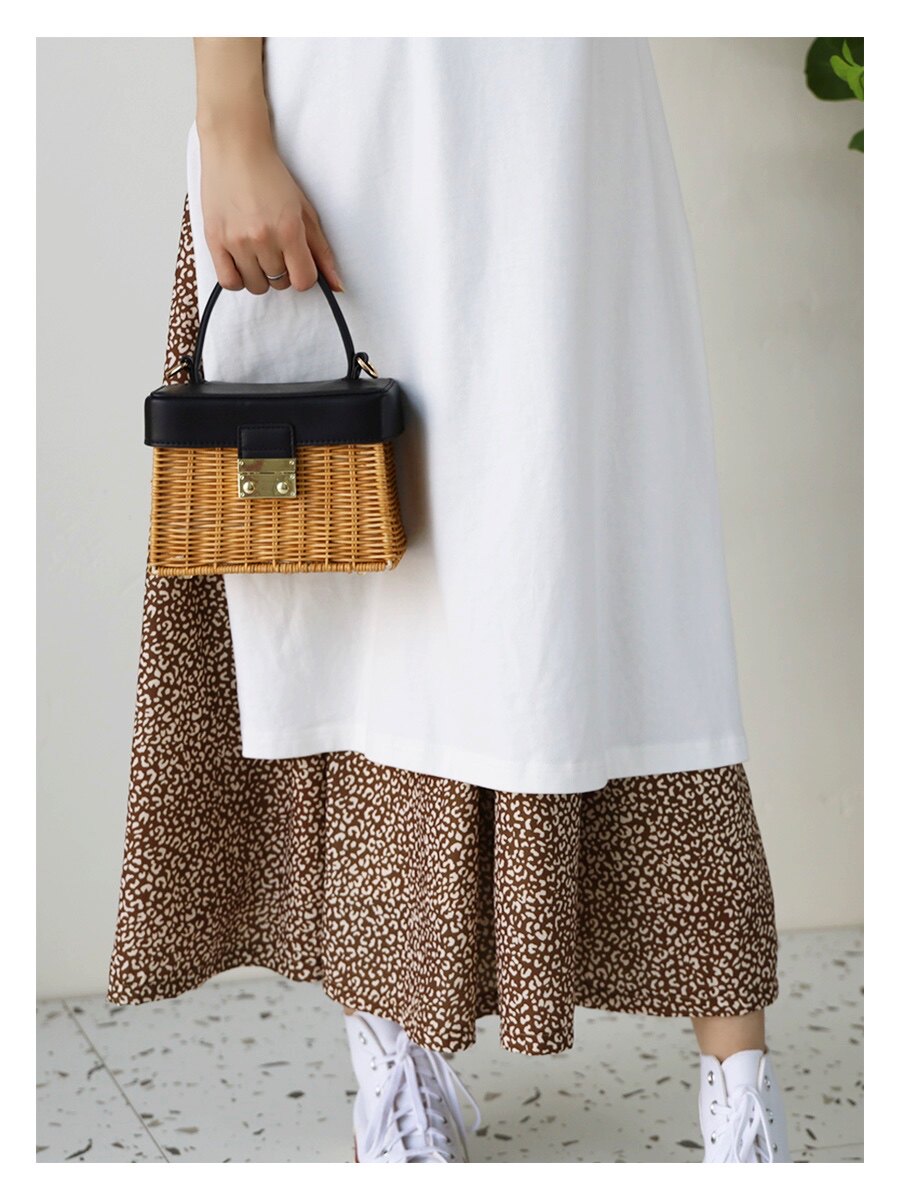 A Ma pregnant woman spring dress BAO WEN Skirt 2022 new fashion hundred and tide outgoing printing dress adjustable