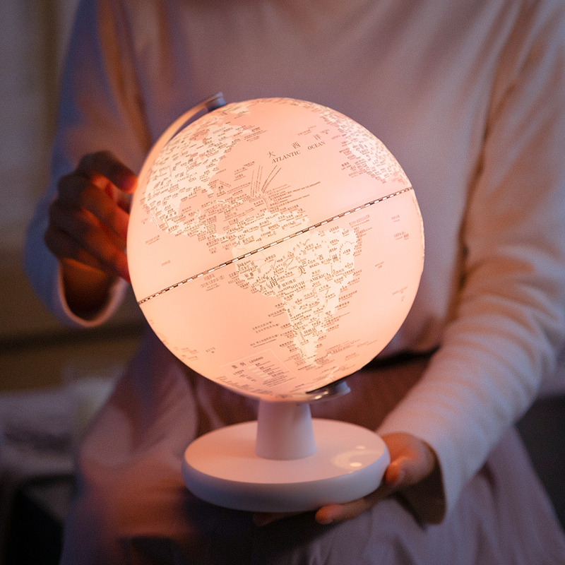 Park Square 20cm HD pink LED embossed English globe lamp Home Decorative Tabletop Pendulum