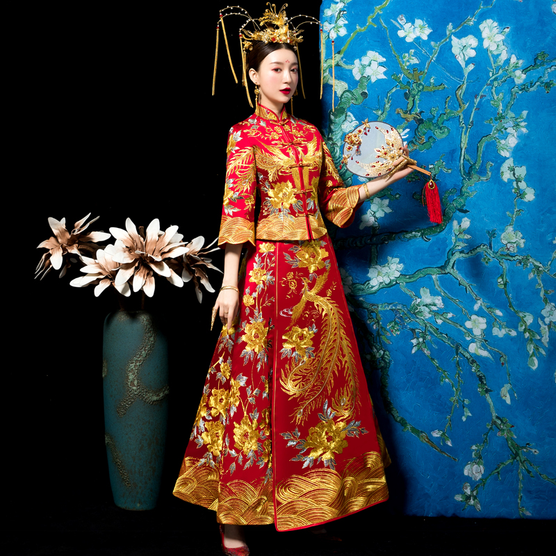 Show and suit 2020 new wedding wedding dress Chinese bridal clothes Longfeng hung with Chinese wines for summer show and women