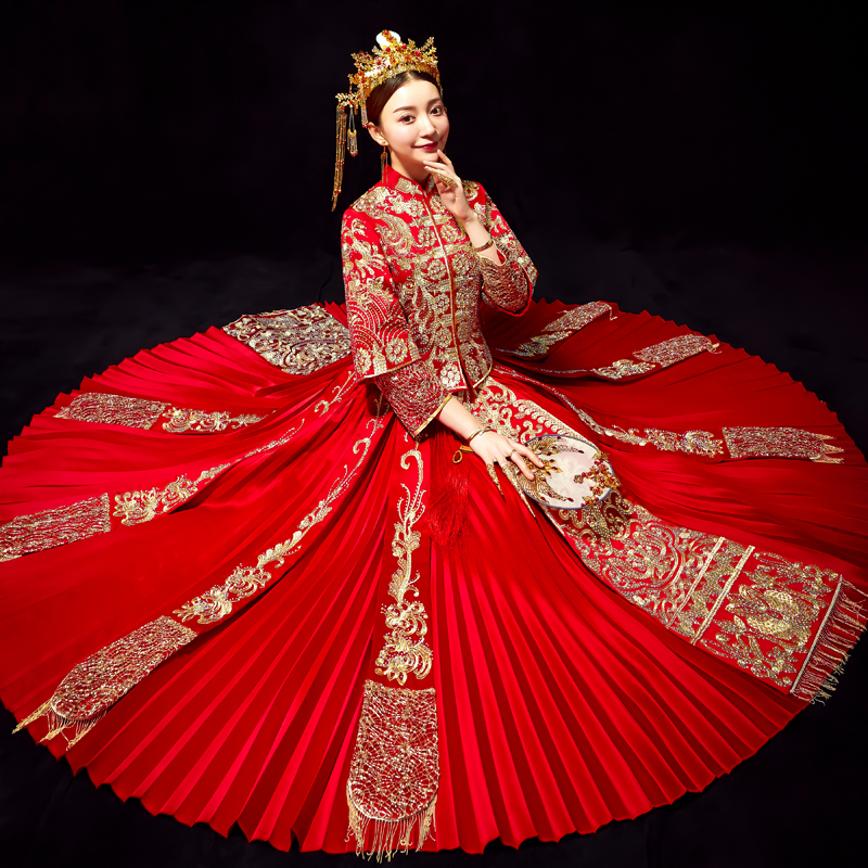 Show Wo Costume Bride 2020 New Wedding Show And Female Bride Chinese Bridal Suit China Wind Dragon Phoenix Hanging Show Kimono