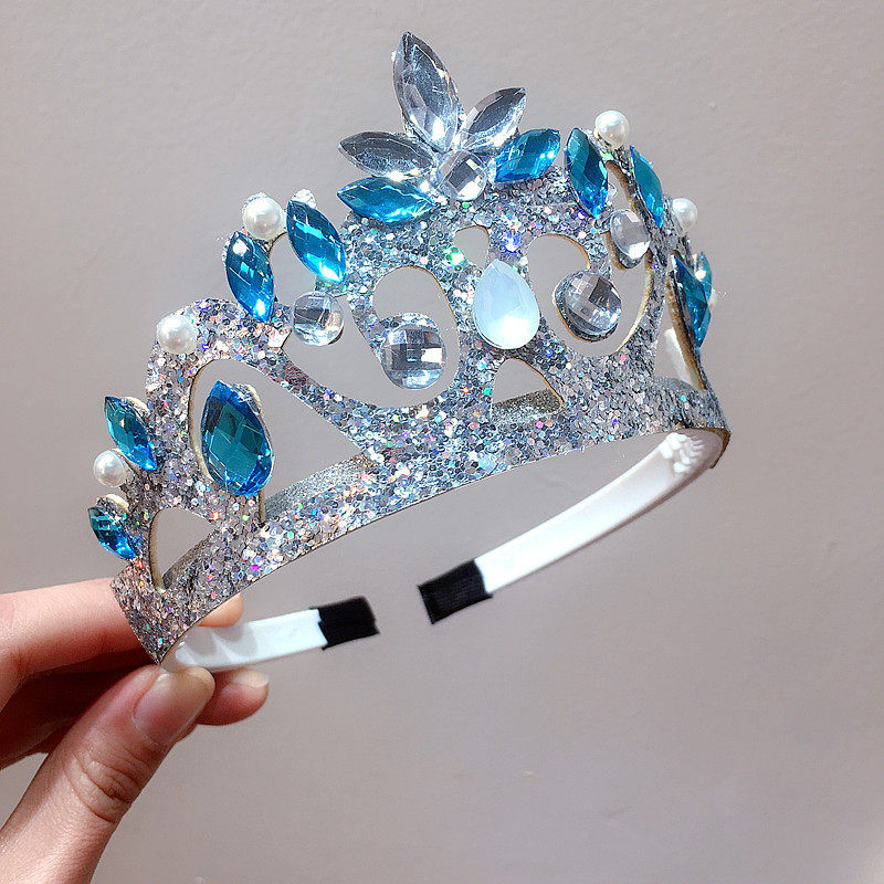 Sails South Korea New Ice Queen Princess Crown Children Fresh Hair Stirrup Strap Head Stirrup Queen Little Girl Decoration