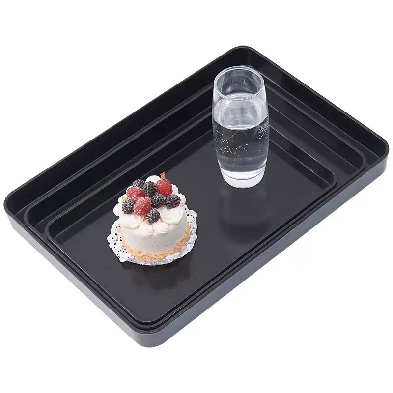 Square black plastic tray Household put teacup creative flower pot Nordic hotel hotel dining room commercial tea tray