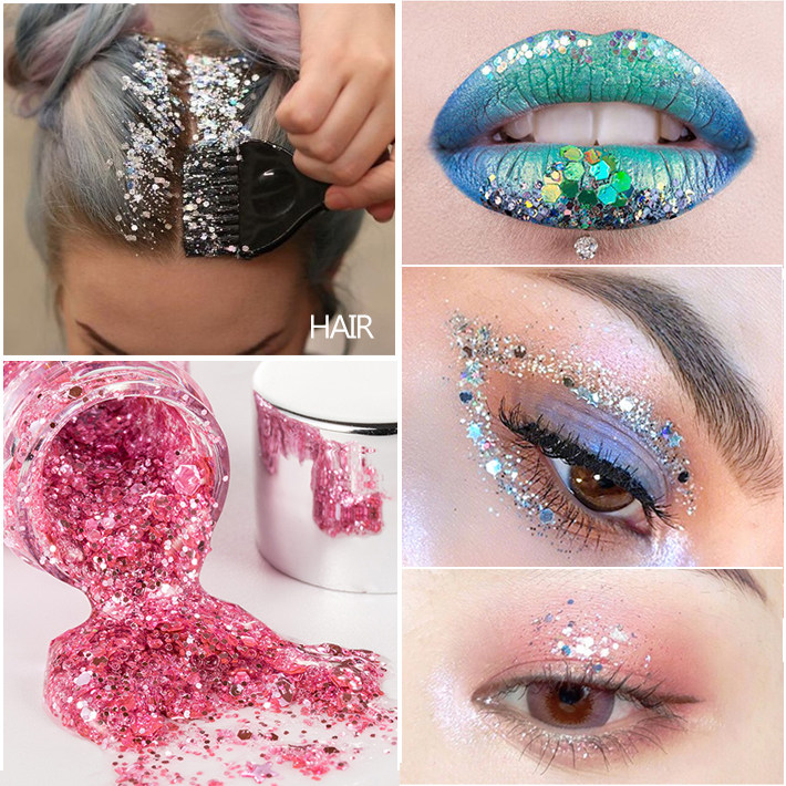 Mermaid scale face body sequins gel cream body lotion glitter cream eye shadow dazzling polarized Burling stage makeup