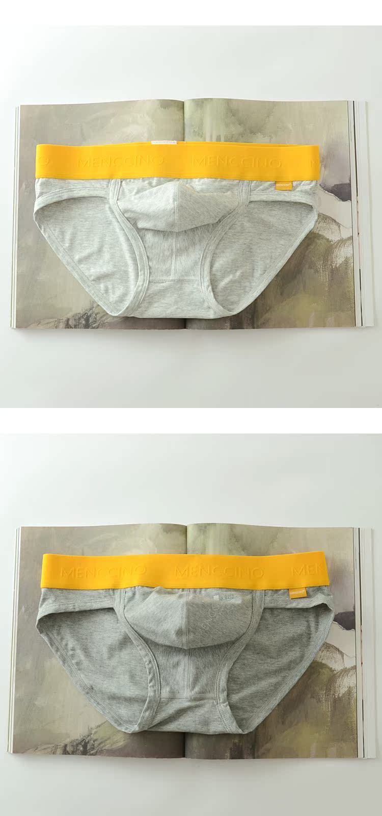 Thời trang nam đồ lót cotton trắng xám Slim U lồi eo thấp tóm tắt văn học giới trẻ xu hướng quần short đồ lót nam cotton