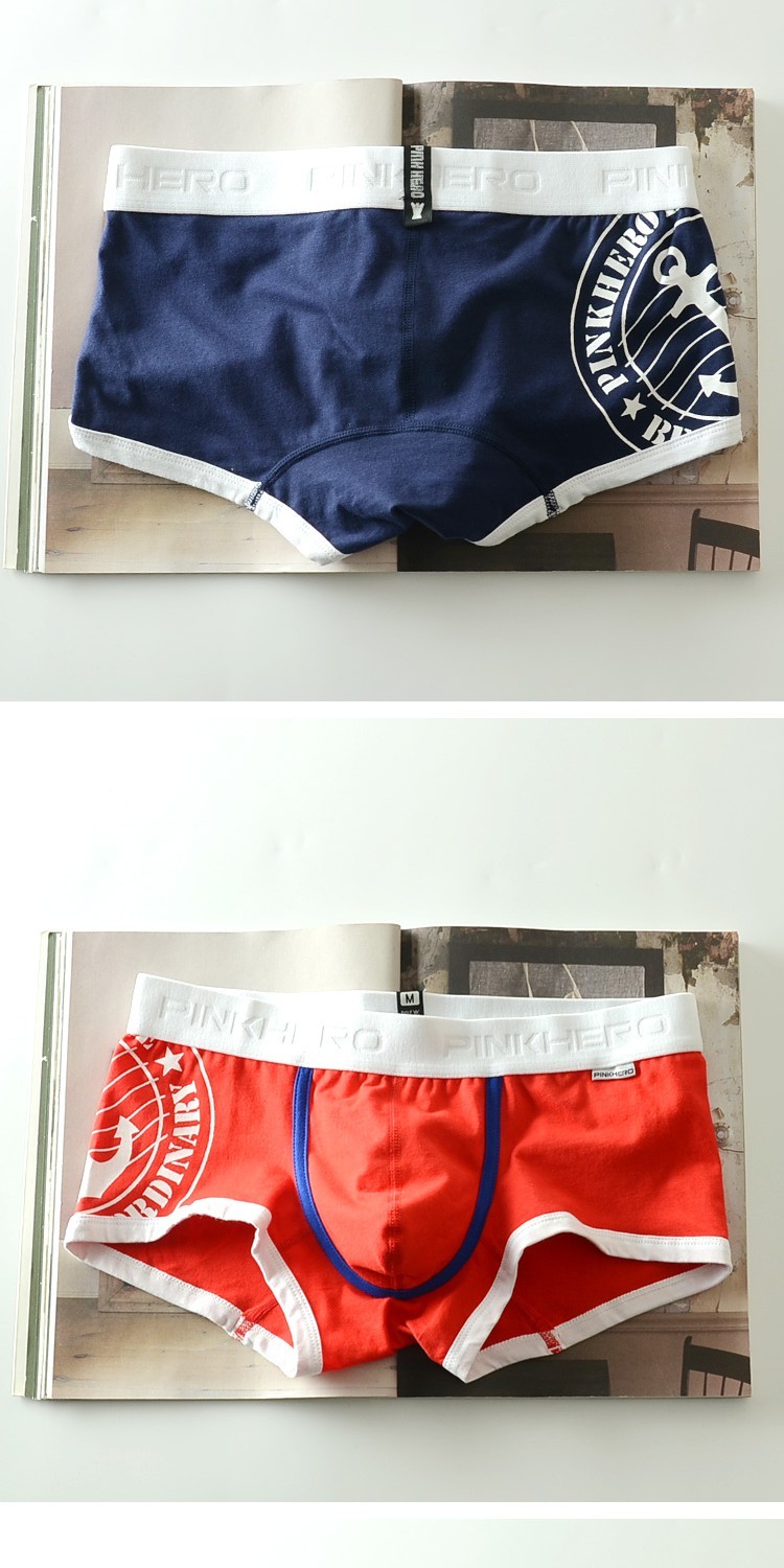 Cá nhân in họa tiết mỏ neo Đồ lót nam thấp eo thủy triều Slim U lồi cotton thấp eo thanh niên quần short quần lót trẻ em