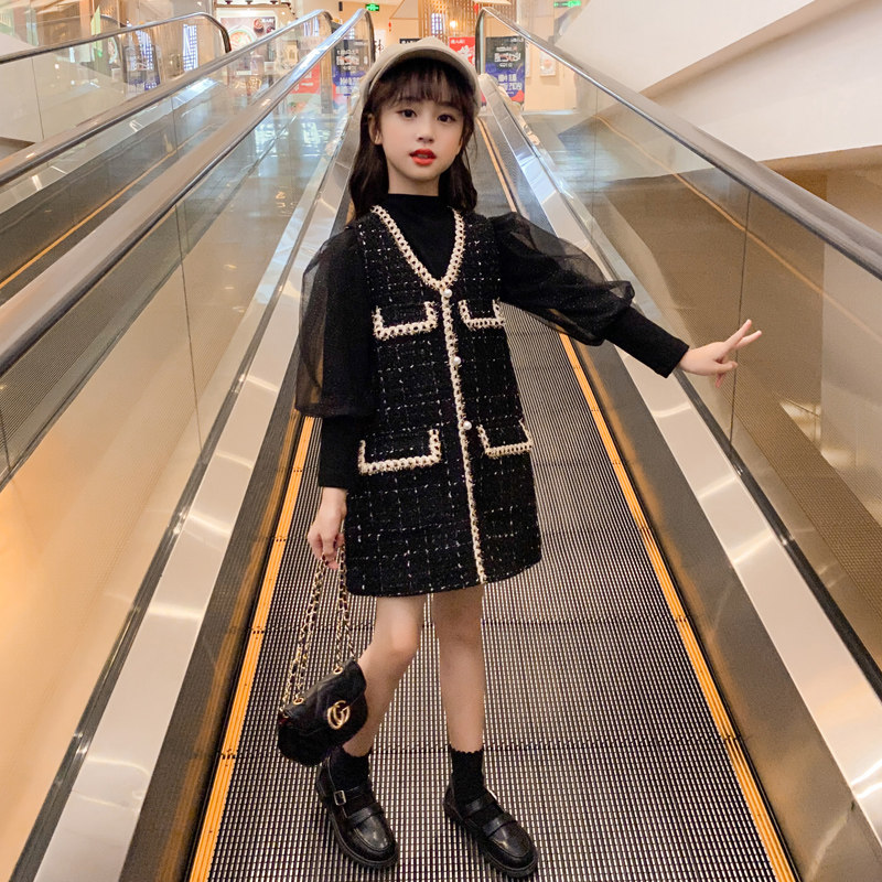 Girls' suit 2023 spring new style foreign style small fragrance children's spring and autumn fashionable Korean version big children net red two-piece set