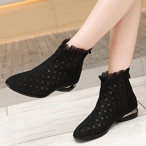 2021 New Genuine Leather Water Drill Martin Boots Women Shoes Boots Spring Autumn Single Boots Hollowed-out Net Boots Breathable Short Boots Cool Boots