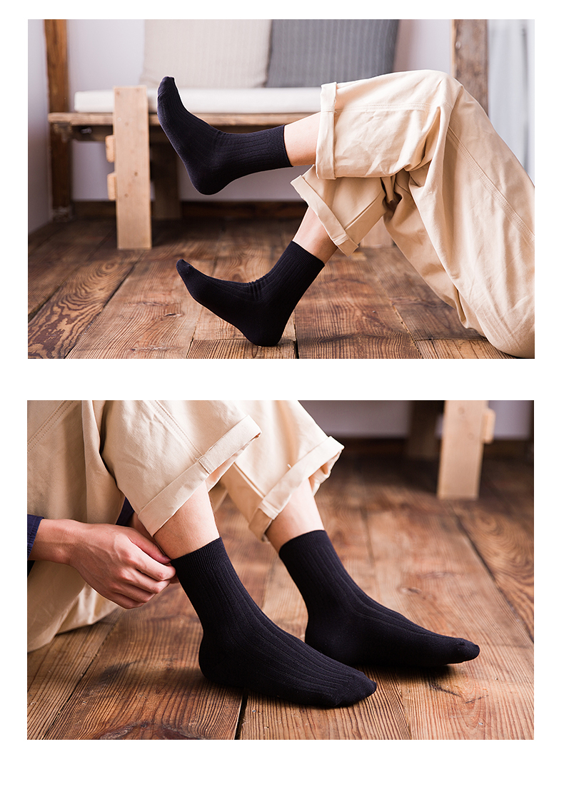 5 đôi vớ nam mùa thu và mùa đông trong vớ vớ nam vớ cotton cotton khử mùi mồ hôi kinh doanh vớ đen bít tất