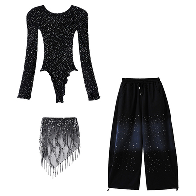 Children's Jazz Dance Clothing, Midriff-Baring Mesh Top and Pants Set, Jazz Girls' Street Dance Trendy Outfit, June 1St Performance Costume — 2