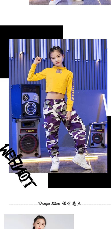 Cô gái nhảy trang phục jazz Phiên bản Hàn Quốc của hip hop rốn phù hợp với ít trẻ em đường phố quần áo khiêu vũ cô gái thể hiện quần áo