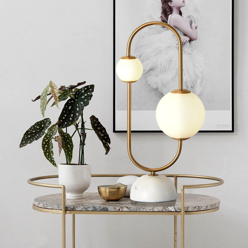 Light luxury postmodern creative living room table lamp bedside lamp bedroom desk decoration marble Nordic model room exhibition hall