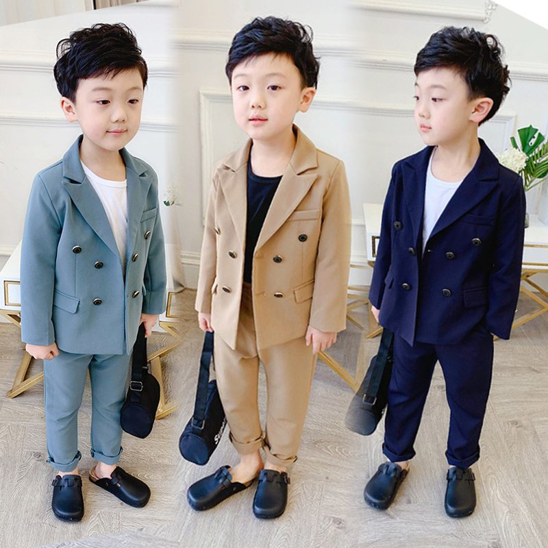 Boys' suit suit spring and autumn Korean version of the trendy foreign style children's children's casual suit baby dress flower girl three-piece set - Taobao
