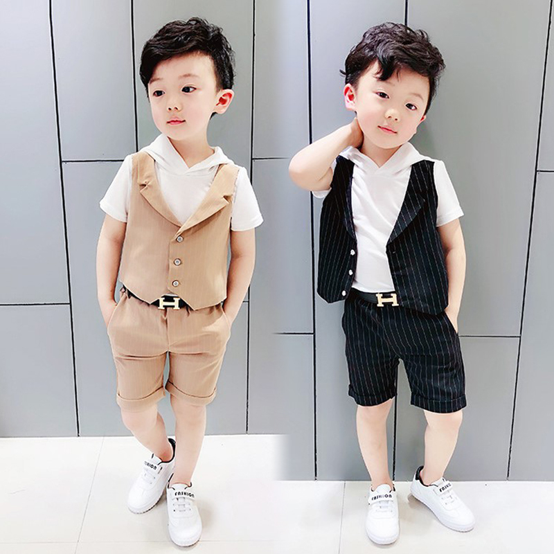 Flower girl dress children's small suit suit British summer baby handsome boy formal suit boy suit fashion trend