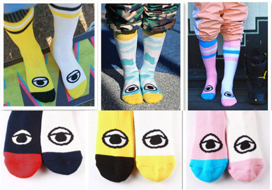 South Korean ski high cylinder socks pure cotton breathable thickened warm long style Colorful Fashion-Taobao