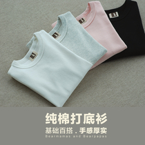 Autumn and winter children's white round neck bottoming shirt top baby solid color padded autumn long sleeve T-shirt for boys and girls