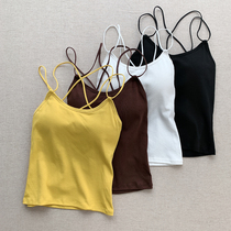 Summer clothing pendant with sweatshirt pure cotton bottom back cross charm Sexy beautiful back No steel ring with chest cushion wrapped in chest vest damp