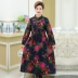 Áo dài mùa thu của mẹ đứng cổ áo hoa cotton trung niên và người phụ nữ mới dân tộc phong cách mới mùa xuân và mùa thu váy dài - Váy dài
