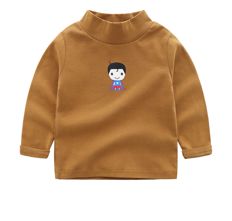 Áo thun bé trai cổ cao chạm đáy áo cotton dài tay mùa thu đông 2018 quần áo trẻ em mùa đông 3 tuổi áo sơ mi giản dị thời trang cho bé