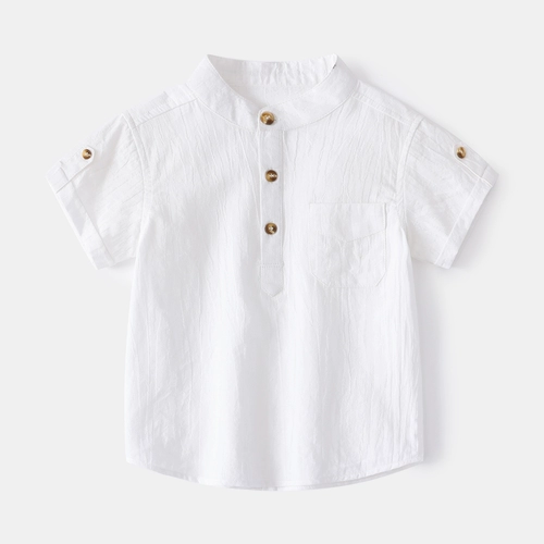 Летняя детская белая хлопковая рубашка для мальчиков, детская одежда