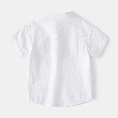 Летняя детская белая хлопковая рубашка для мальчиков, детская одежда