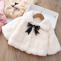 Autumn and winter new style 2 girl baby cotton coat imitation fur shawl 1 year old girl fashionable princess fur clothes