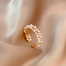 (Outlet clearance clearance) Double row pearl zircon ring for women with adjustable opening丨Limited time sale丨