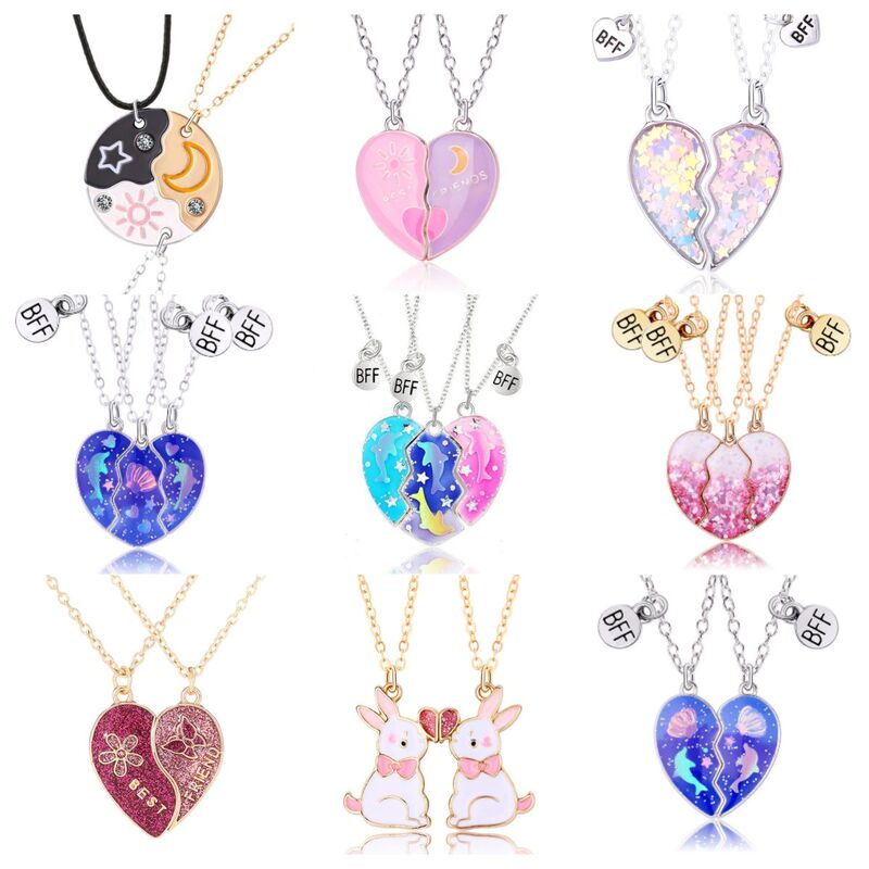 Good Friends Magnetic Necklace Set, Back-To-School Gift for Students, Friendship Cartoon Pendant, Sweet Birthday Gift for Girls