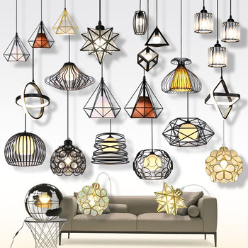 Nordic Modern Minimalist Bar Table Lighting Restaurant Chandelier Three-Head Diamond Aisle Industrial Style Personalized Creative Lighting