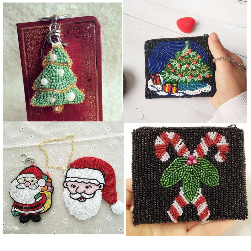 Shake-up with the same creative hand carry wallet handmade string Jewel Christmas tree coin wallet Christmas gift card bag