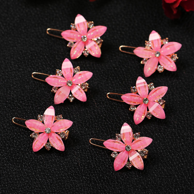 Hàn Quốc bên clip nhỏ năm lá mận hoa khoan mũi ếch clip rhinestone bangs clip tóc trang sức nữ mũ cô gái tóc clip - Phụ kiện tóc kẹp tóc đẹp