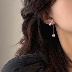 슬림 한 얼굴과 틈새 디자인 여성 기질을위한 진주 귀걸이 2023 새로운 트렌디 한 Sir Earring Earring Earrings