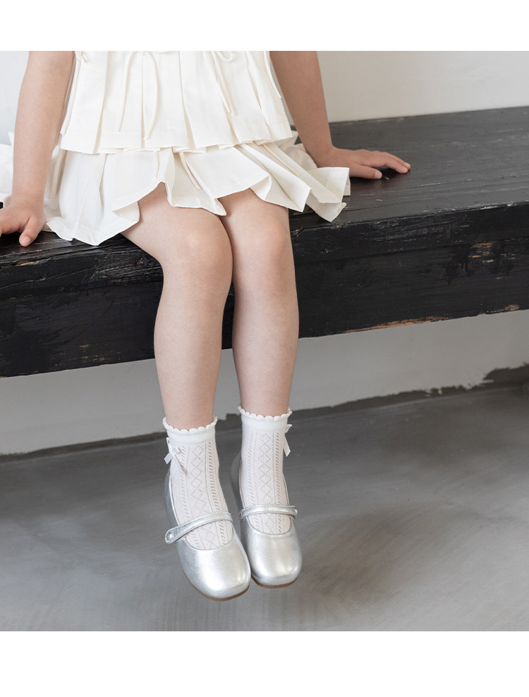 Girls' Socks Spring and Summer Thin Pure Cotton Children's Seamless Short Socks Summer Mesh Baby Girl White Lace Princess Socks — 18