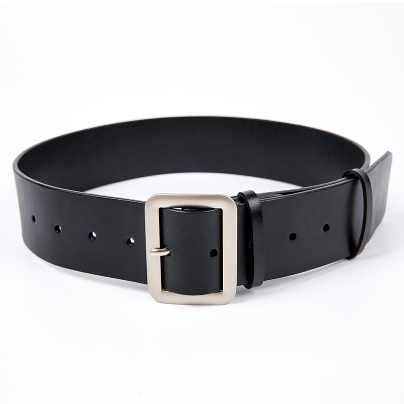 Clearance non-refundable non-exchange cowhide retro belt women's all-match leather wide waist seal decorative square buckle black belt