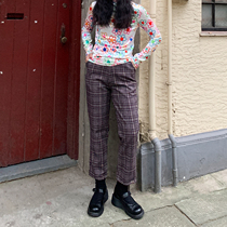 Zopiclone original design] Retro high waisted woolen straight tube thin leg length nine-point suit pants women