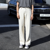 Zopiclone original design] Handmade washed white plus velvet thickened straight tube thin jeans women