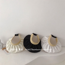 2022 summer Korean ins girls all-match temperament small fragrance black and white lace empty top big brim sunshade hat