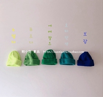 2021 autumn Winter New Korea Childrens hat Candy Fluorescent color knit wool line sleeve headcap melon leather hat