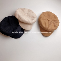 2020 Autumn New Korean children boy and girl Art retro cotton linen octagonal hat Bailey cap parent-child