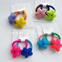 2021 Autumn New South Korea Children Hair Accessories Girl Baby Solid Flowers Towel Cotton Fabric Art Hair Ring Hair Rope Leather Fascia