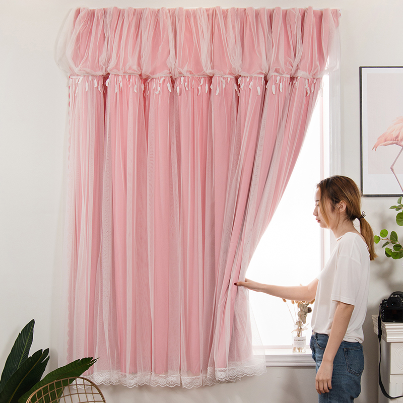 Magic sticker self-adhesive curtain shading cloth bedroom with wind floating window free to install small window short door curtain half-curtain